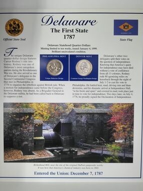 Statehood Quarters - Delaware The First State -
